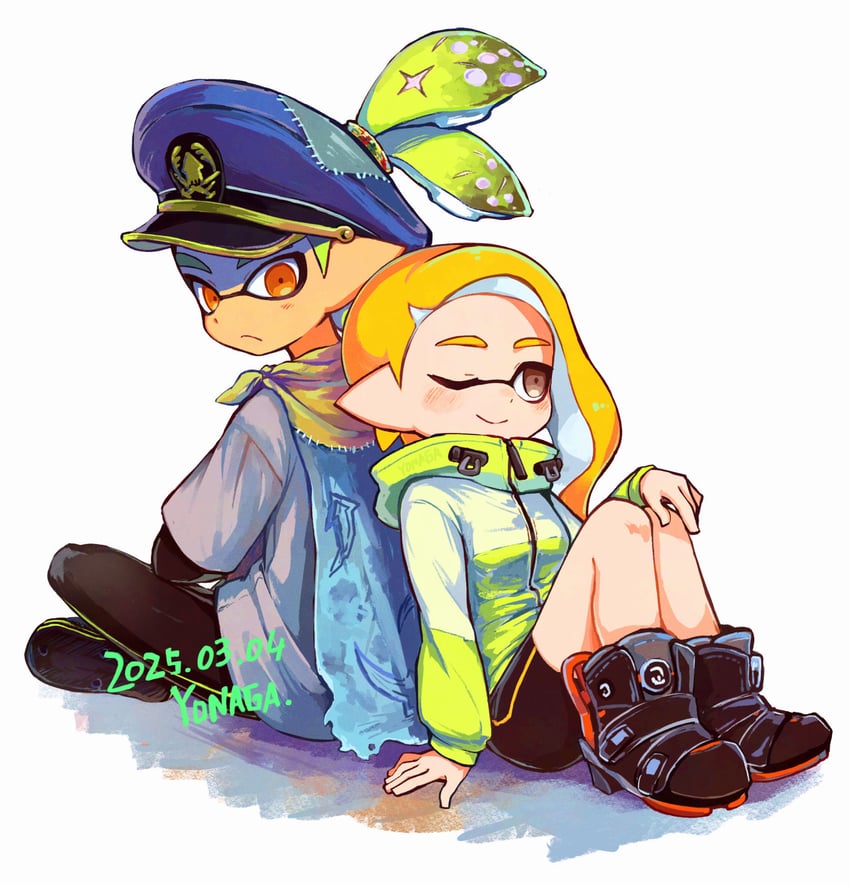 agent 3, agent 4, and captain 3 (splatoon and 1 more) drawn by yonaga_story