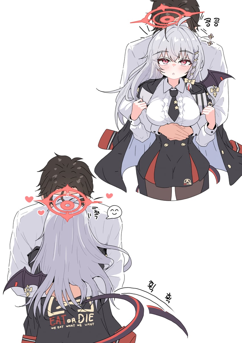 sensei, doodle sensei, and haruna (blue archive) drawn by chilong_(heronas)