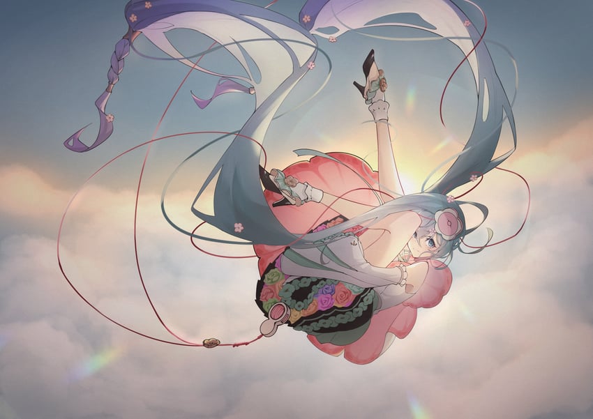 hatsune miku and magical mirai miku (vocaloid and 1 more) drawn by ningjuice