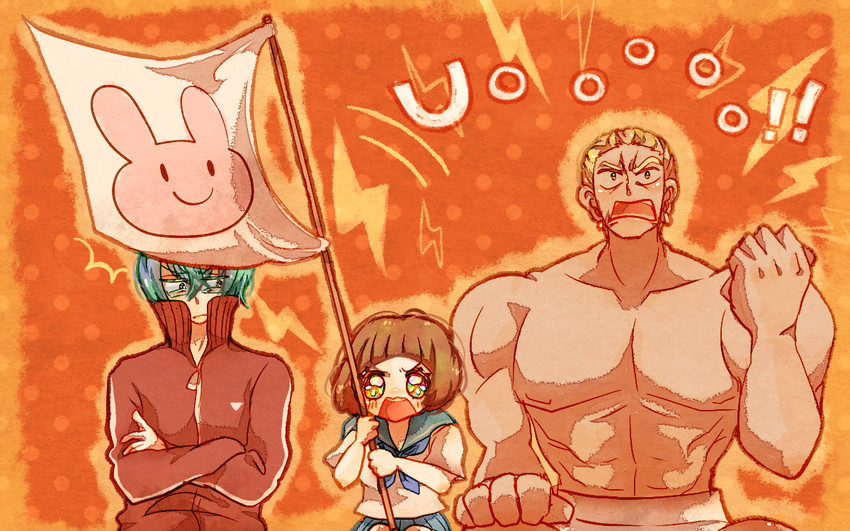 mankanshoku mako, gamagoori ira, and inumuta houka (kill la kill) drawn by mrkmek