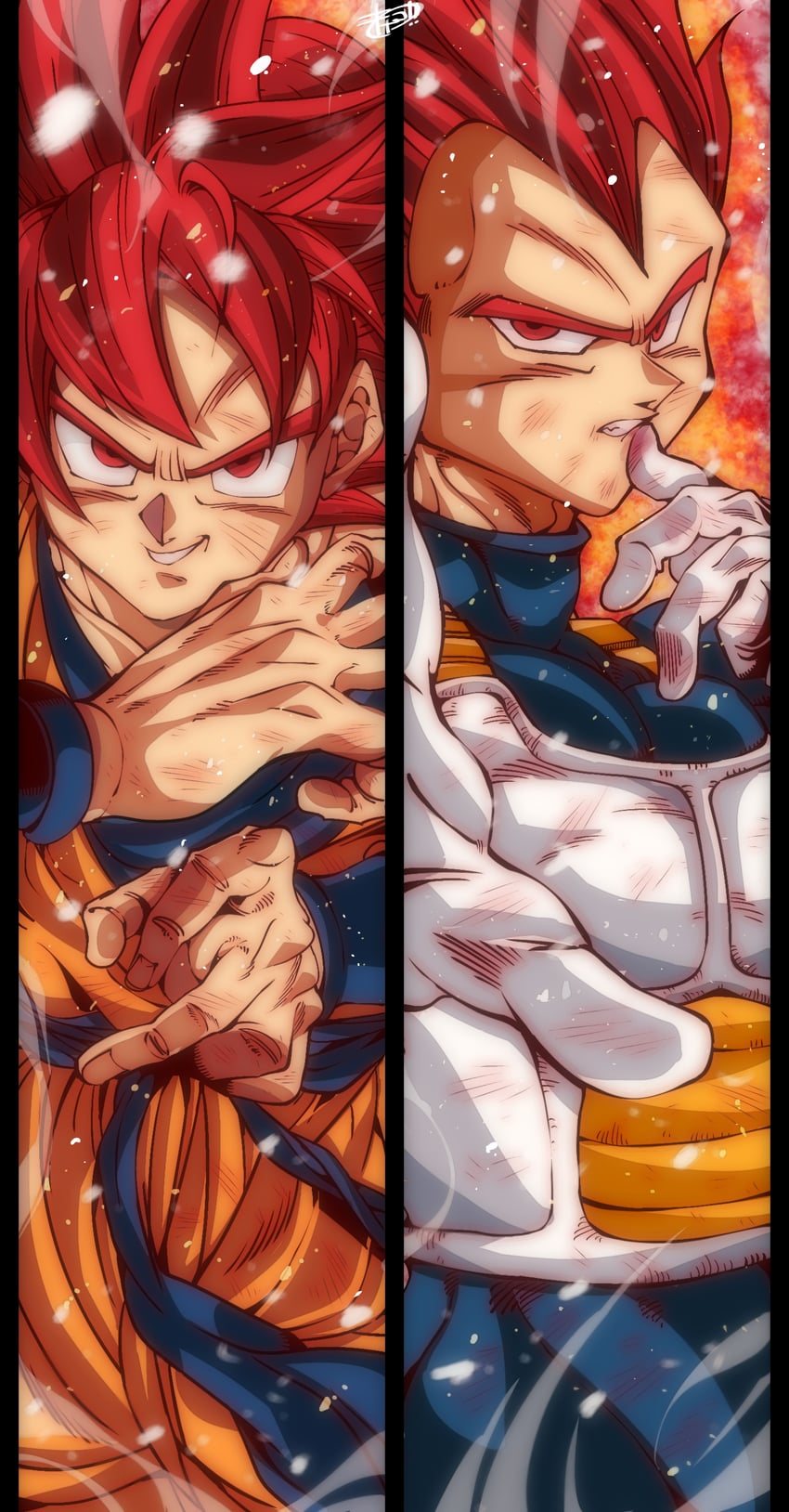 son goku and vegeta (dragon ball and 2 more) drawn by kinakomochi_(user_vedc2333)