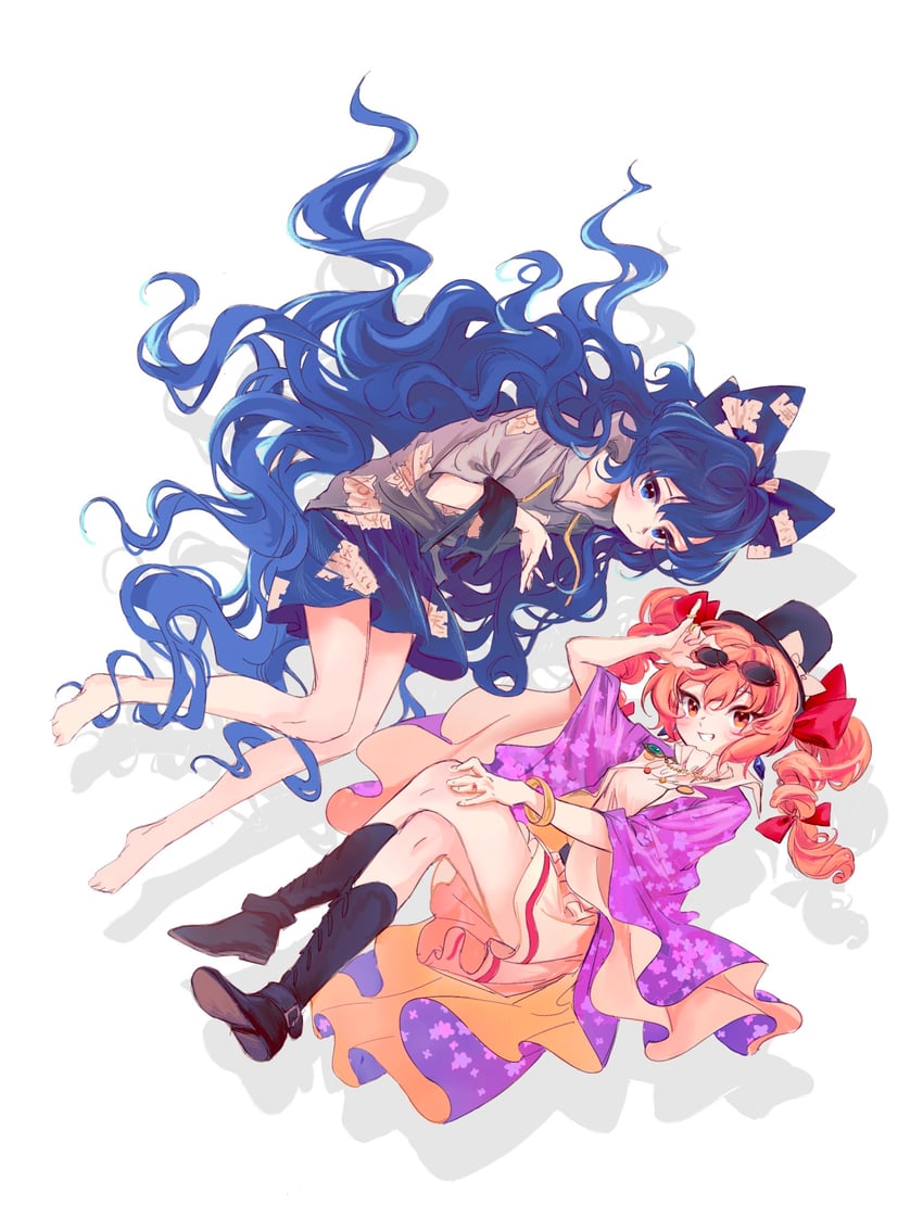 yorigami shion and yorigami jo'on (touhou) drawn by 80isiiii