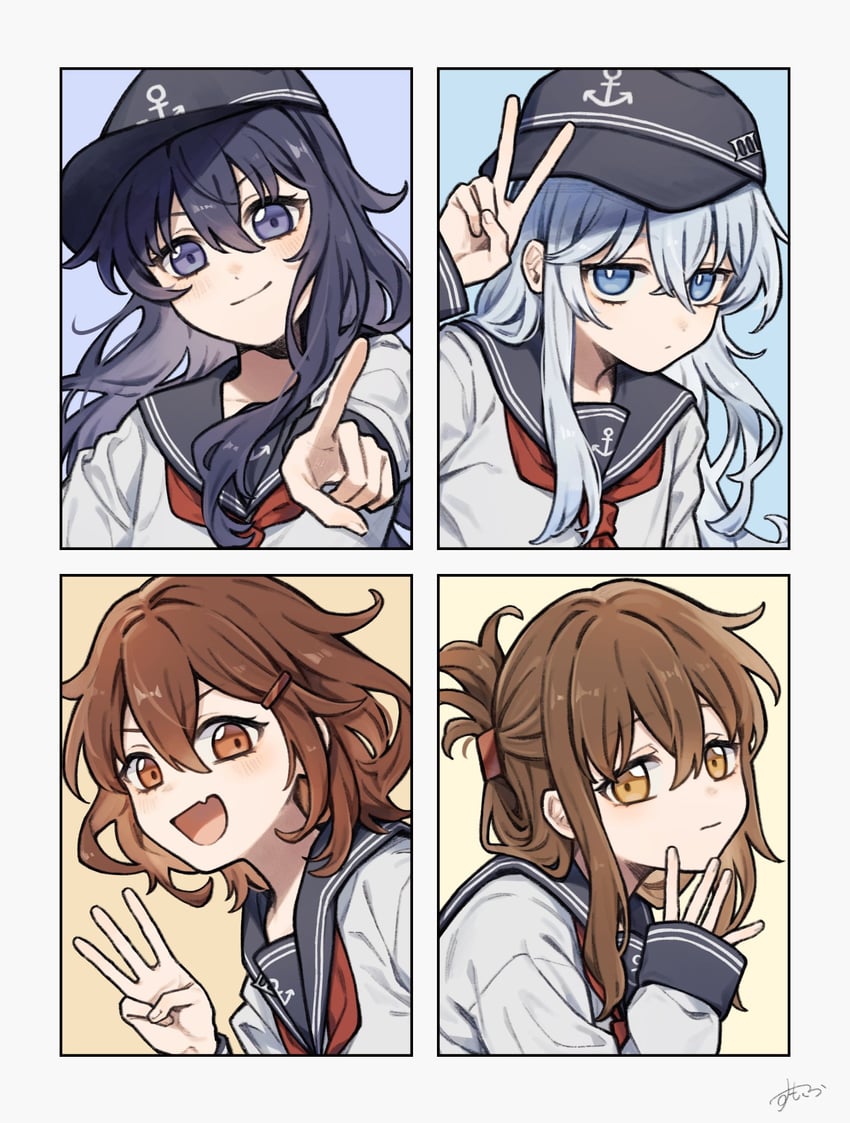 hibiki, inazuma, ikazuchi, and akatsuki (kantai collection) drawn by sumoffu