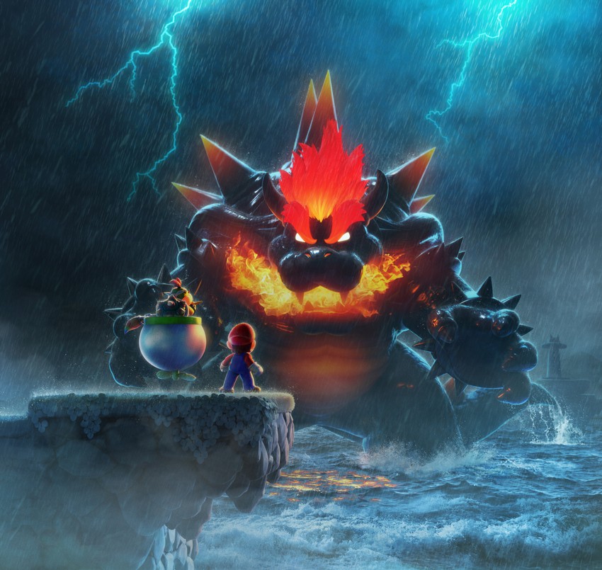 mario, bowser, bowser jr., junior clown car, and fury bowser (mario and 1 more)