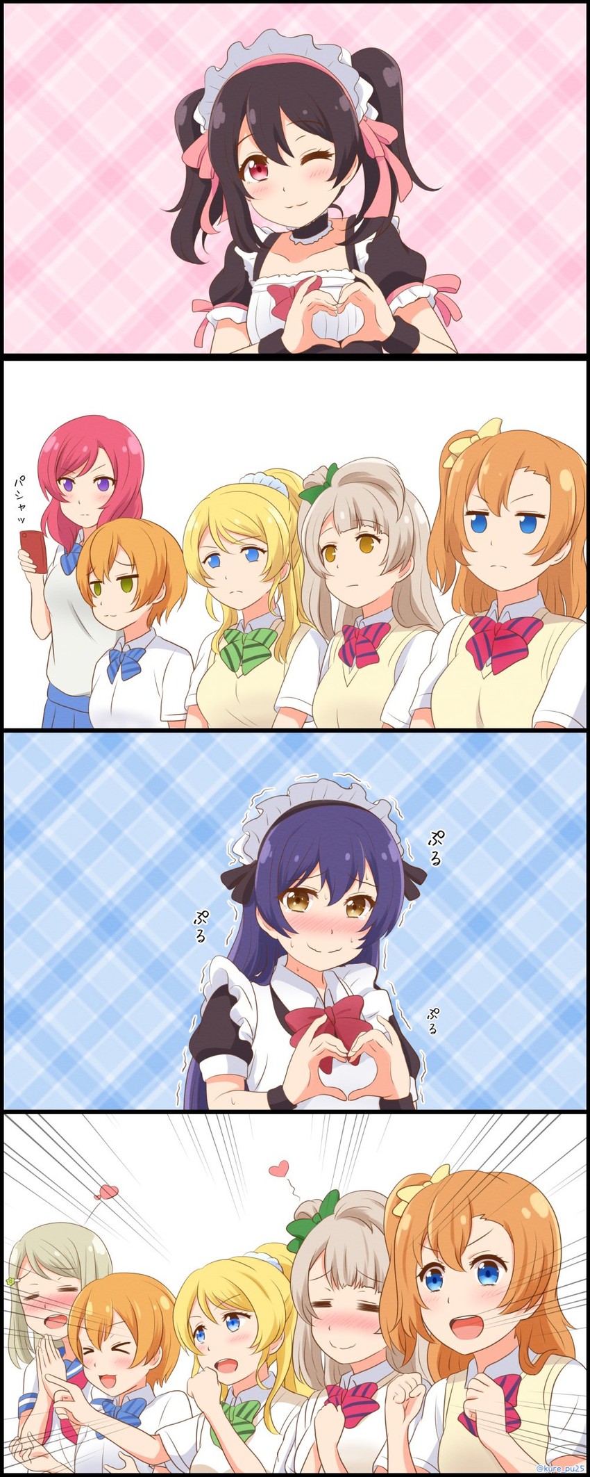 nishikino maki, sonoda umi, yazawa nico, ayase eli, minami kotori, and 3 more (love live! and 1 more) drawn by kousaka_kure