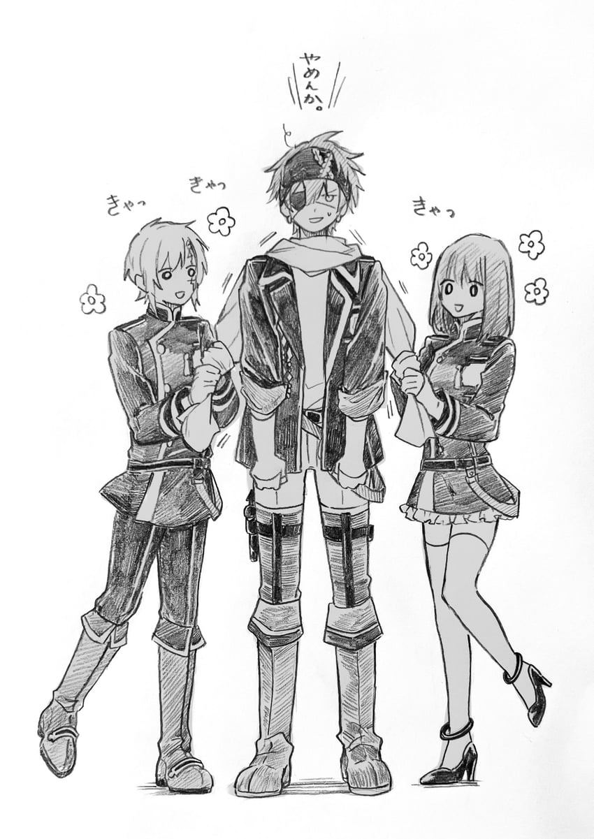 lenalee lee, allen walker, and lavi (d.gray-man) drawn by richiumu