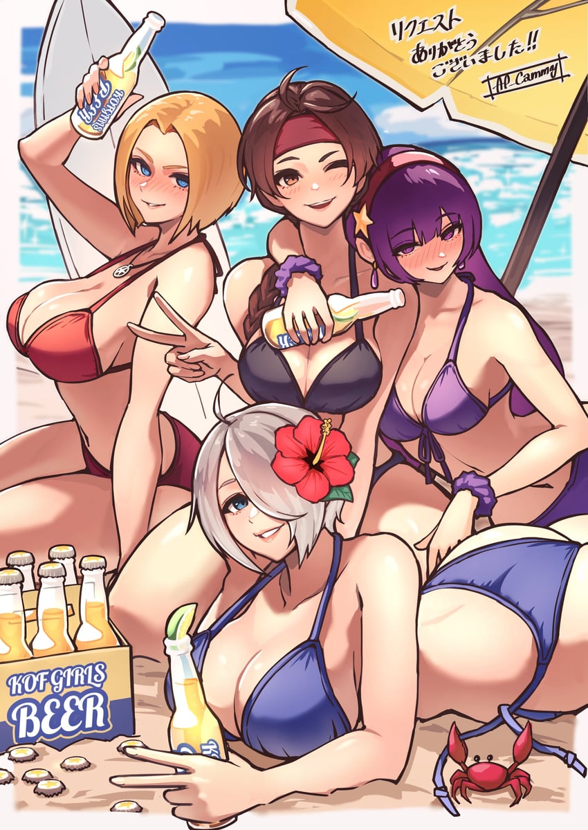 angel, yuri sakazaki, asamiya athena, and blue mary (the king of fighters and 4 more) drawn by ap_cammy