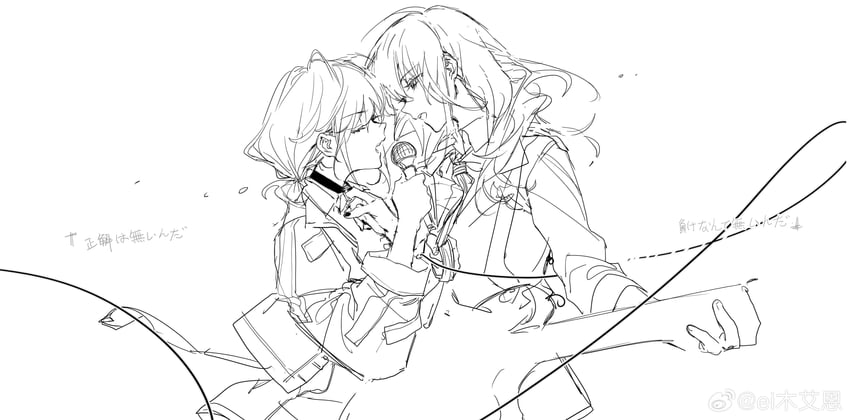 iseri nina and kawaragi momoka (girls band cry) drawn by min_(120716)