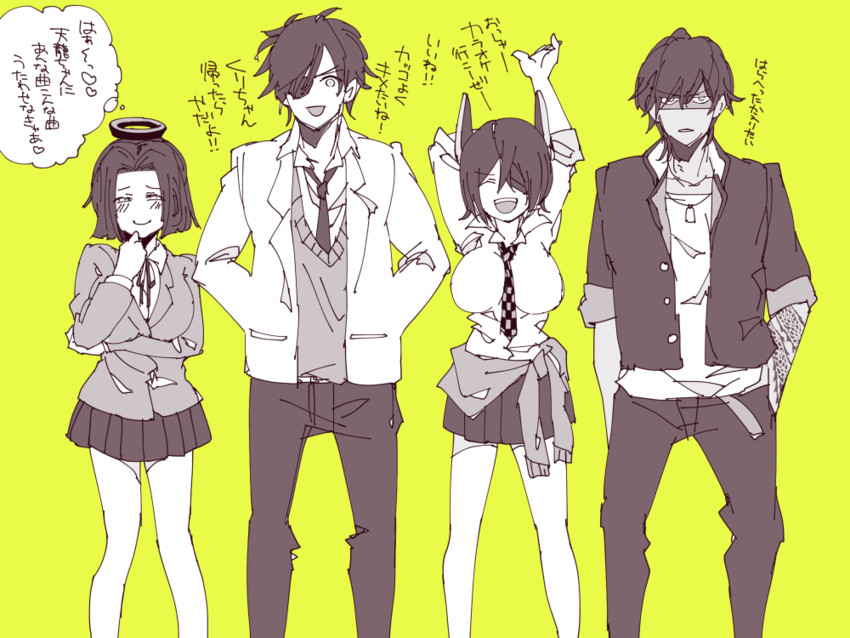 tenryuu, tatsuta, shokudaikiri mitsutada, and ookurikara (kantai collection and 1 more) drawn by yu_(yzko)