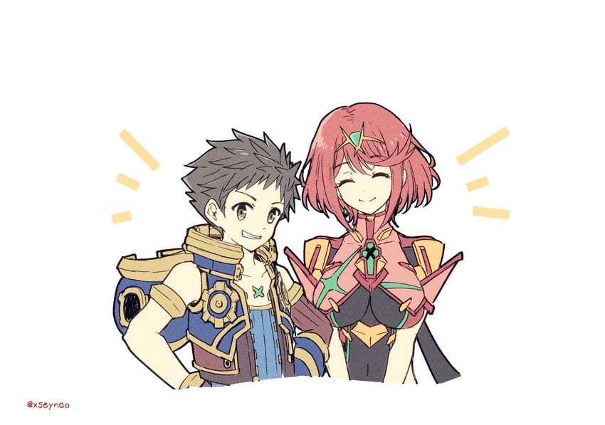 pyra and rex (xenoblade chronicles and 1 more) drawn by mochimochi_(xseynao)