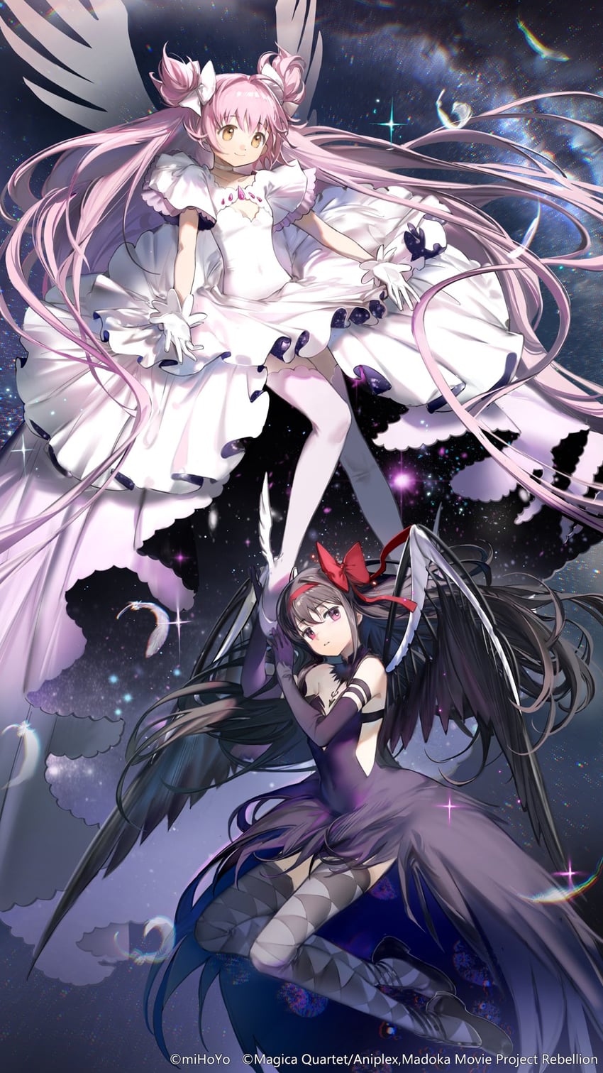 akemi homura, kaname madoka, ultimate madoka, and akuma homura (honkai and 4 more) drawn by rumoon