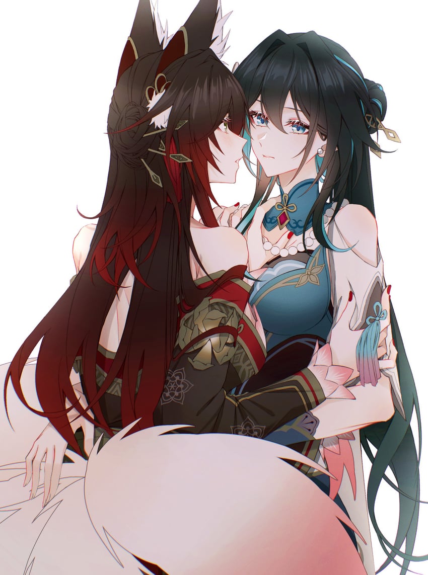 ruan mei, tingyun, and fugue (honkai and 1 more) drawn by sieka_(piiroinardesco)