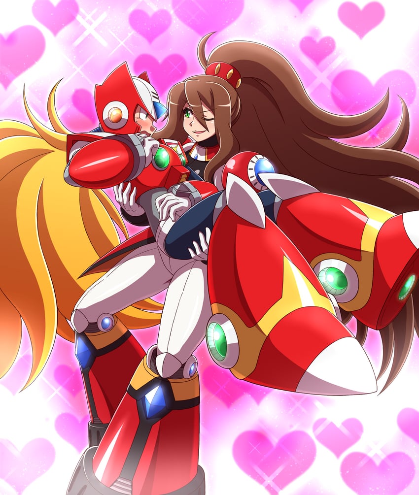 zero, iris, and iris -another- (mega man and 2 more) drawn by nobuyu_(77yusei)