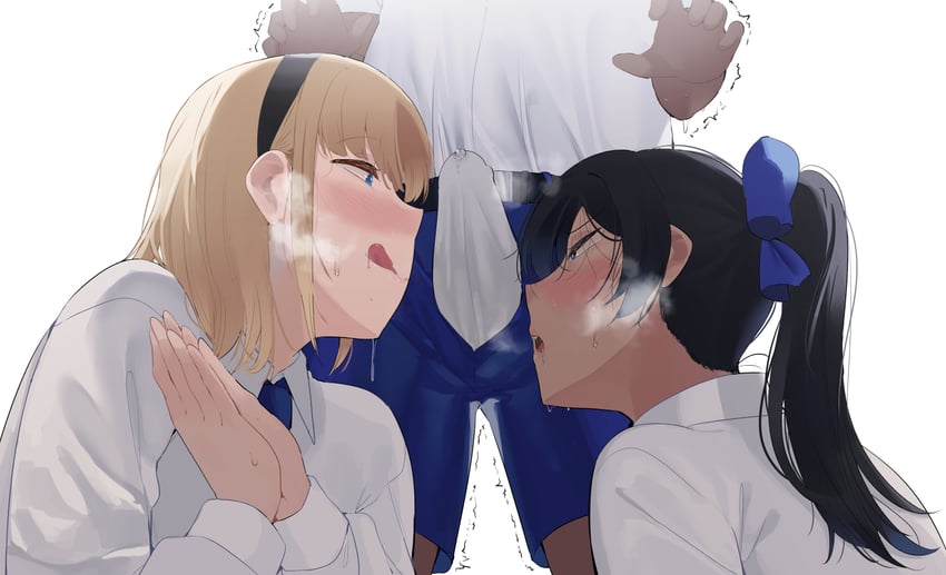 blonde girl and thai girl (original) drawn by okpriko