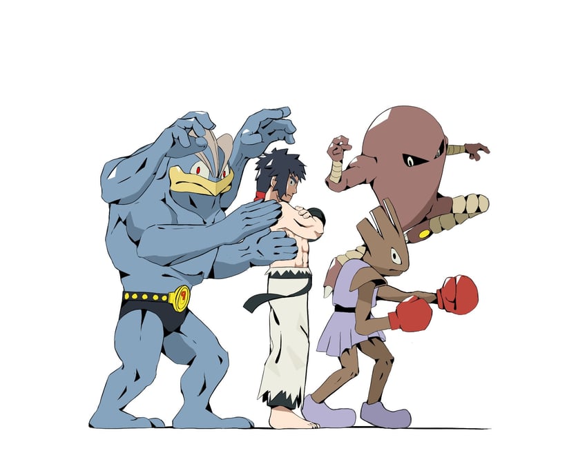 machamp, hitmonlee, hitmonchan, and bruno (pokemon and 1 more) drawn by psaber97