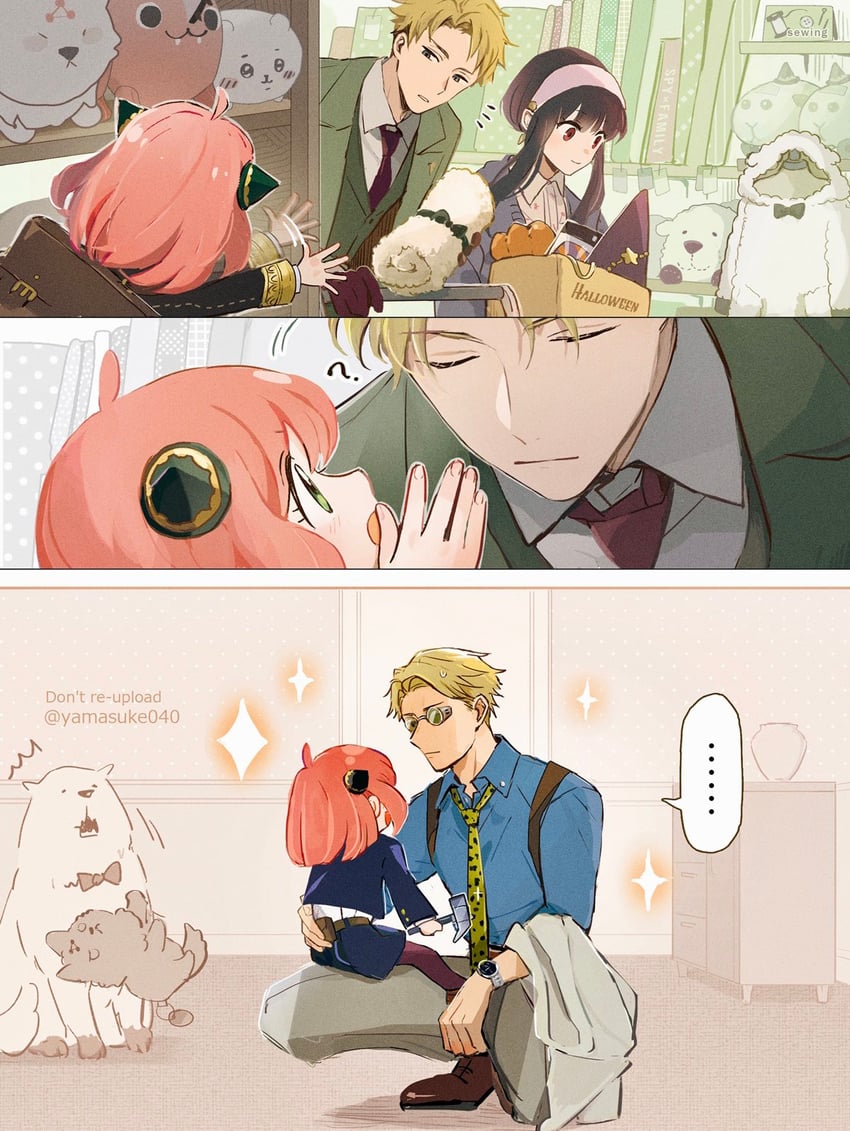 yor briar, anya, twilight, kugisaki nobara, nanami kento, and 2 more (chainsaw man and 3 more) drawn by yamasuke040