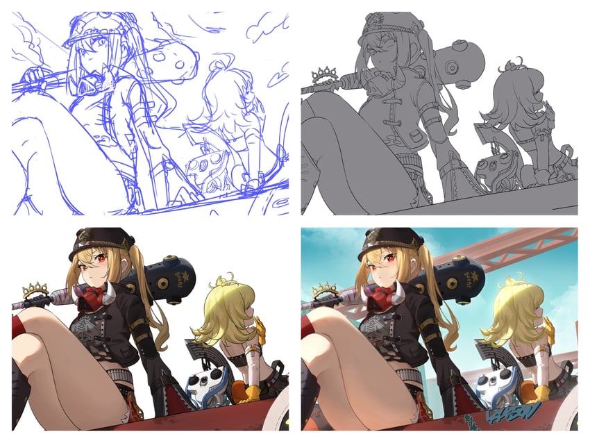 eous, luciana de montefio, piper wheel, and lucy's crew (zenless zone zero) drawn by kinaco_4738