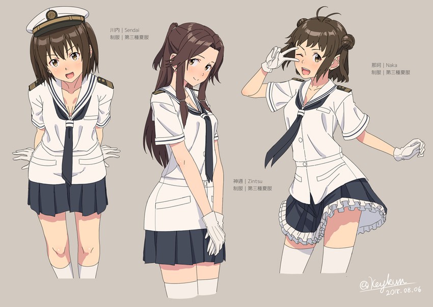 sendai, naka, and jintsuu (kantai collection) drawn by key_kun