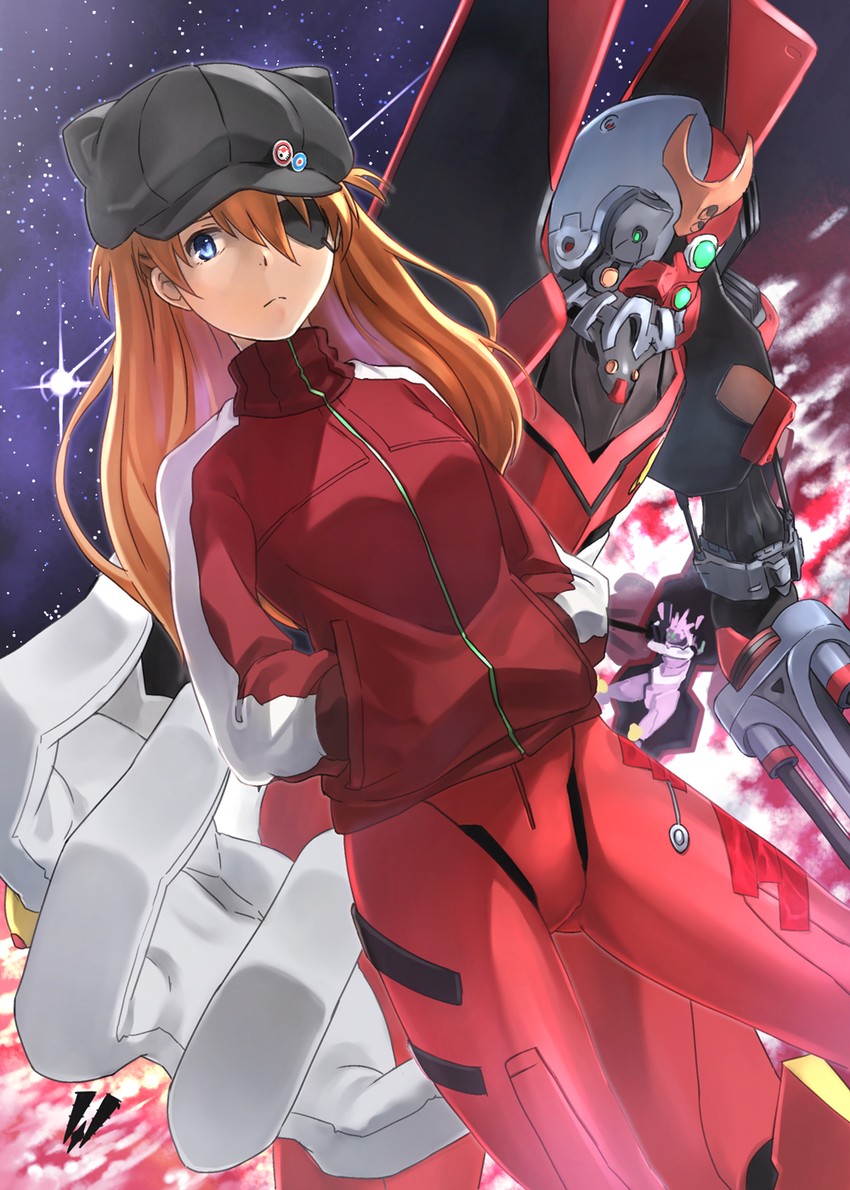 souryuu asuka langley and eva 02 (neon genesis evangelion and 2 more) drawn by tokumaro
