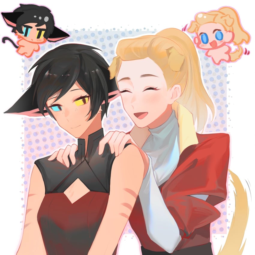 catra and adora (she-ra and the princesses of power and 1 more) drawn by youliqy