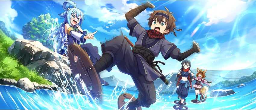 aqua, satou kazuma, lia, and miia (kono subarashii sekai ni shukufuku wo! and 1 more)