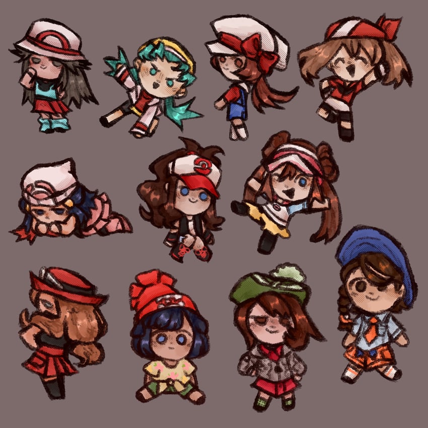 dawn, may, rosa, hilda, gloria, and 6 more (pokemon and 11 more) drawn by grey822aaa