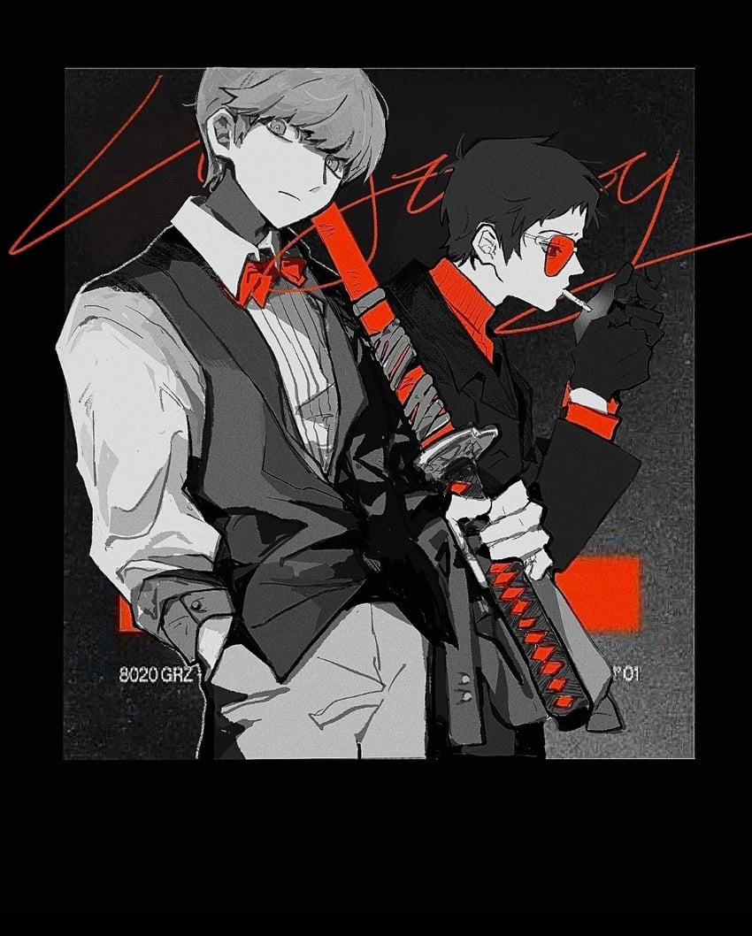 narukami yu and adachi tooru (persona and 1 more) drawn by hamusitas