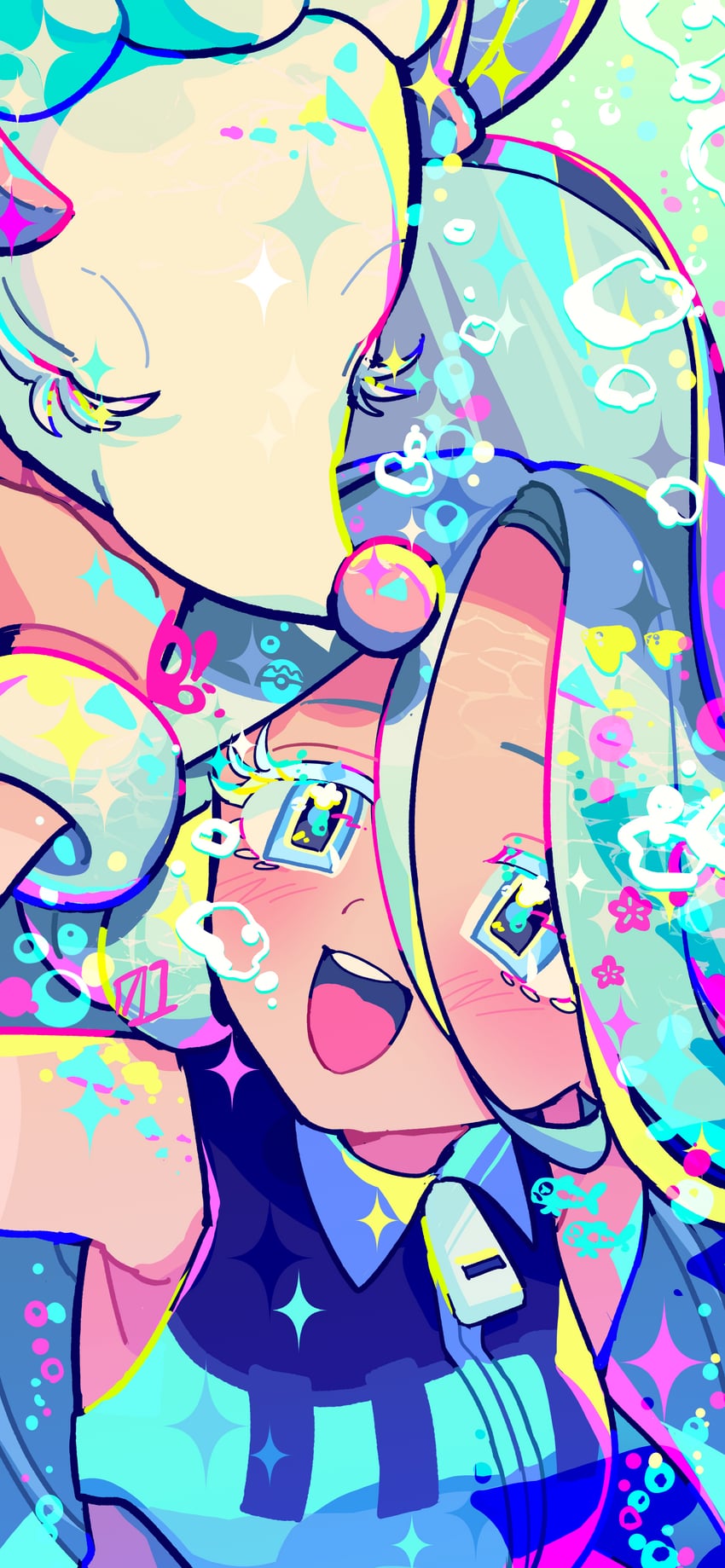 hatsune miku, primarina, and water miku (pokemon and 2 more) drawn by mochi_(buchumi10)