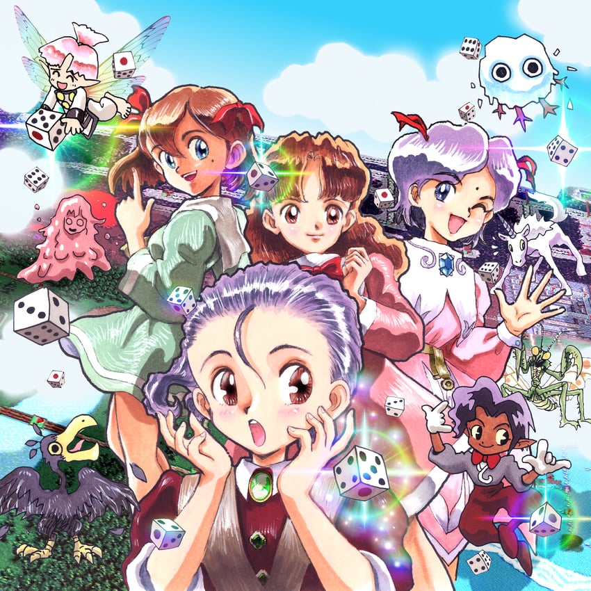 olive oyl, lisa, maria, and cube (princess maker and 3 more) drawn by akai_takami