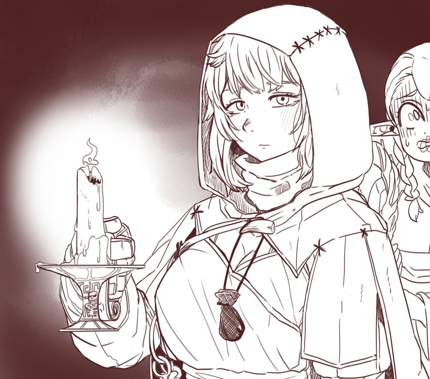 marcille donato and falin touden (dungeon meshi) drawn by heuggu