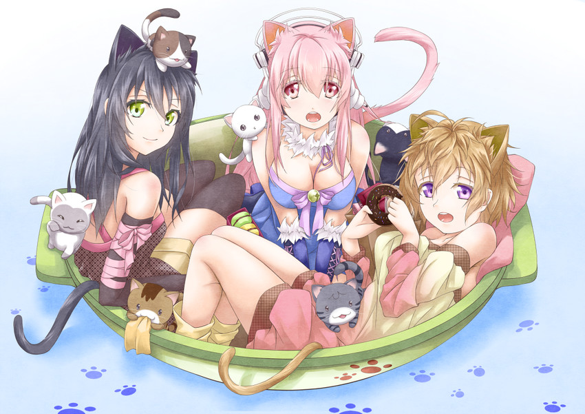 super sonico, watanuki fuuri, and fujimi suzu (nitroplus) drawn by noala