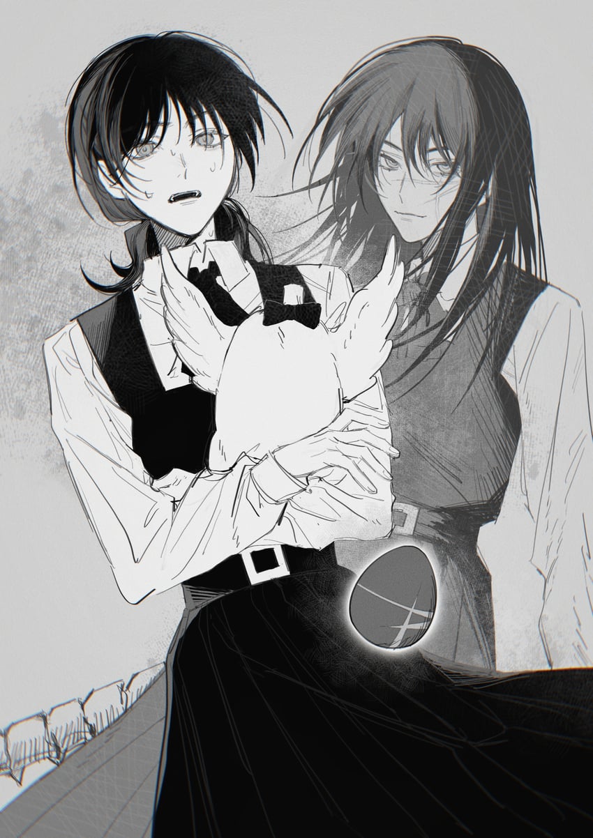 yoru, mitaka asa, and bucky (chainsaw man) drawn by san_hui_mai_feng