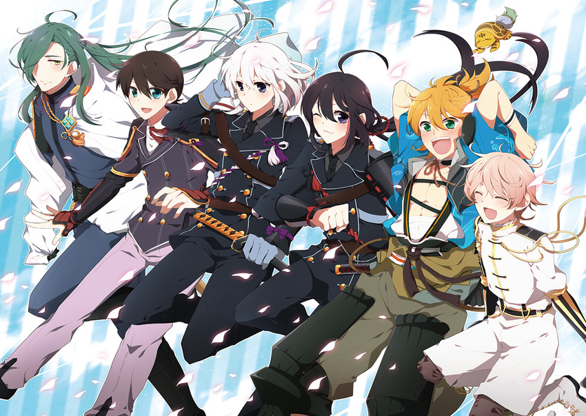 namazuo toushirou, honebami toushirou, horikawa kunihiro, nikkari aoe, urashima kotetsu, and 2 more (touken ranbu) drawn by sofuto