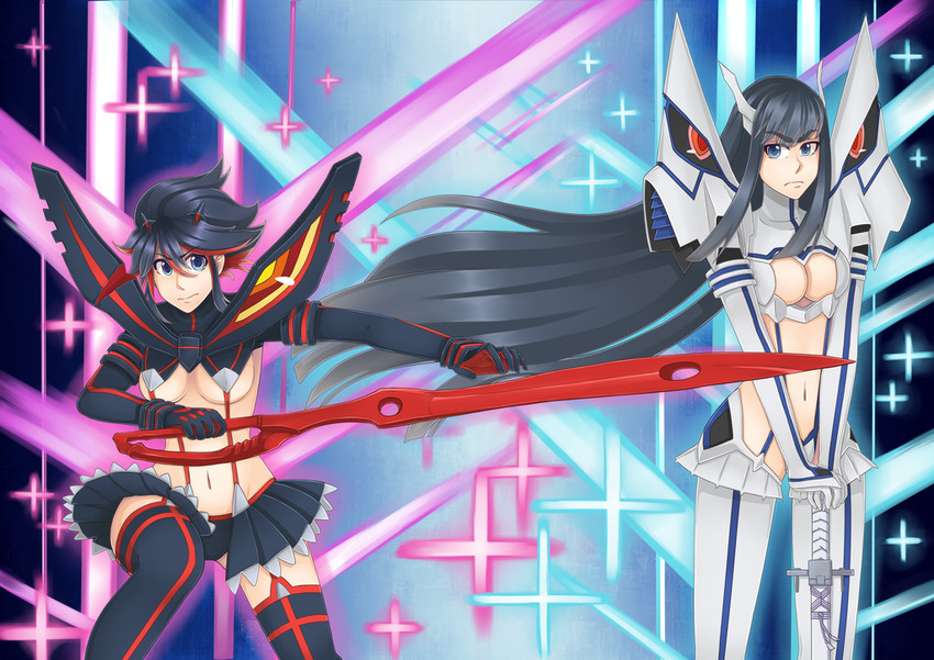 matoi ryuuko, senketsu, kiryuuin satsuki, and junketsu (kill la kill) drawn by aii_taii