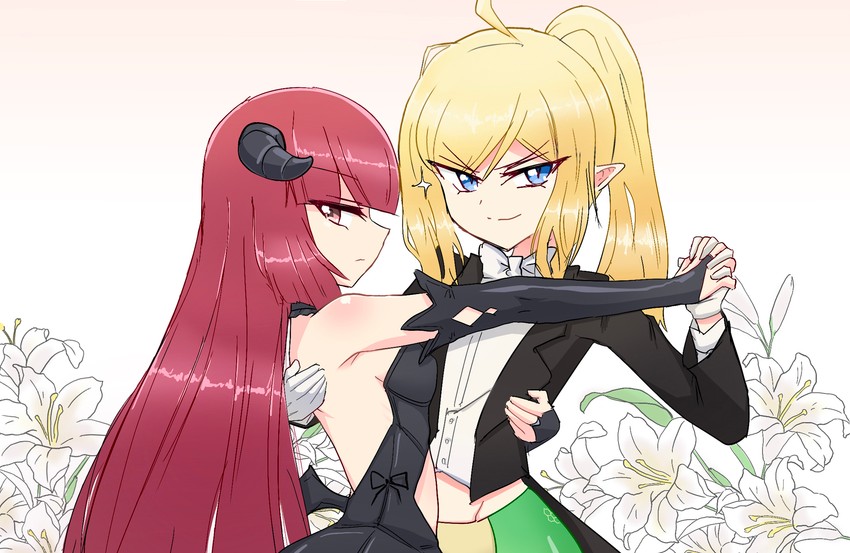 jashin-chan and hanazono yurine (jashin-chan dropkick) drawn by shino_(yaruki_nai_yatsu)