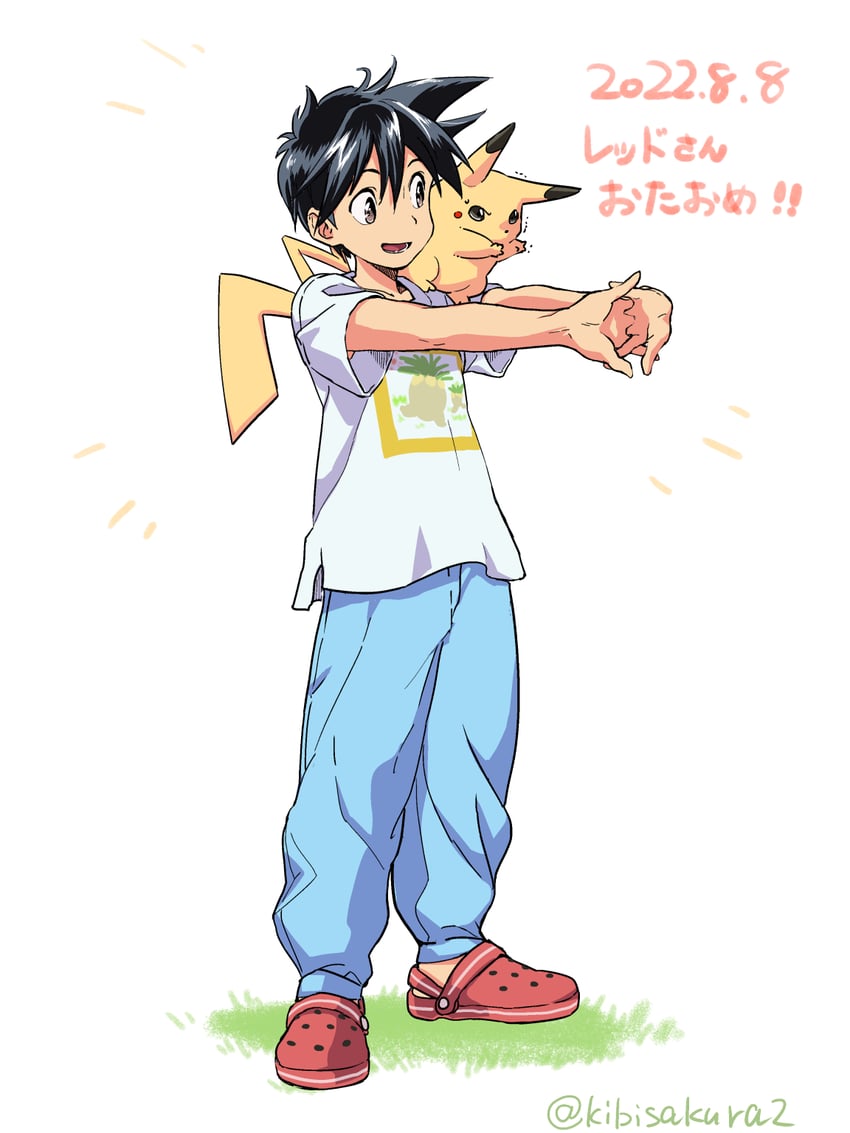 pikachu, red, and pika (pokemon and 1 more) drawn by kibisakura2