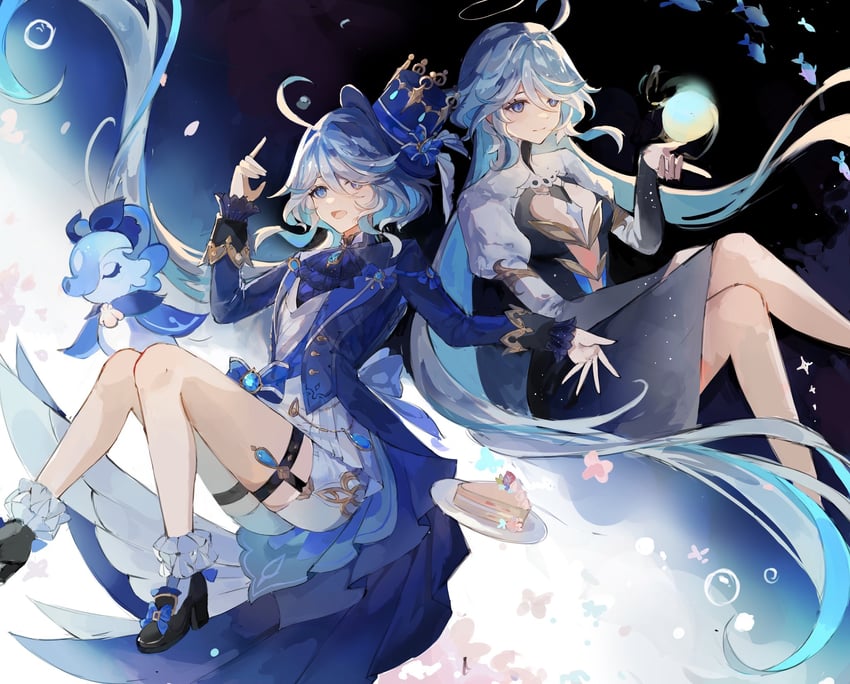furina and focalors (genshin impact) drawn by xu_carman