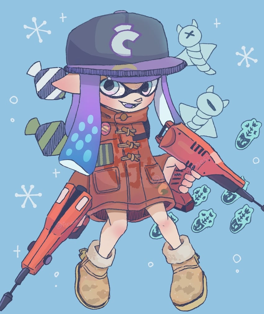 inkling player character and inkling girl (splatoon) drawn by anna_gomesi