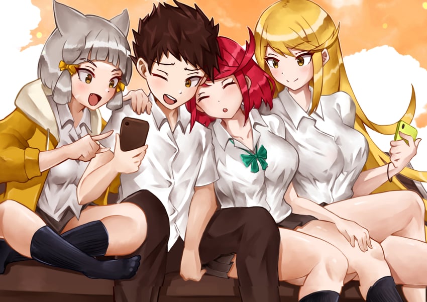 pyra, mythra, nia, and rex (xenoblade chronicles and 1 more) drawn by yotsuha_uni