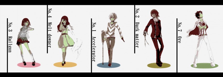 misaka mikoto, accelerator, mugino shizuri, kakine teitoku, and sogiita gunha (toaru majutsu no index) drawn by goskt10trr