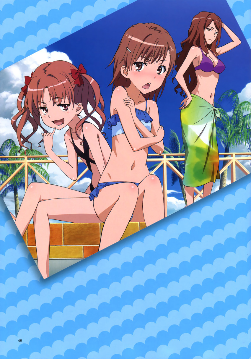 misaka mikoto, shirai kuroko, and mugino shizuri (toaru majutsu no index and 2 more) drawn by motomura_kouichi