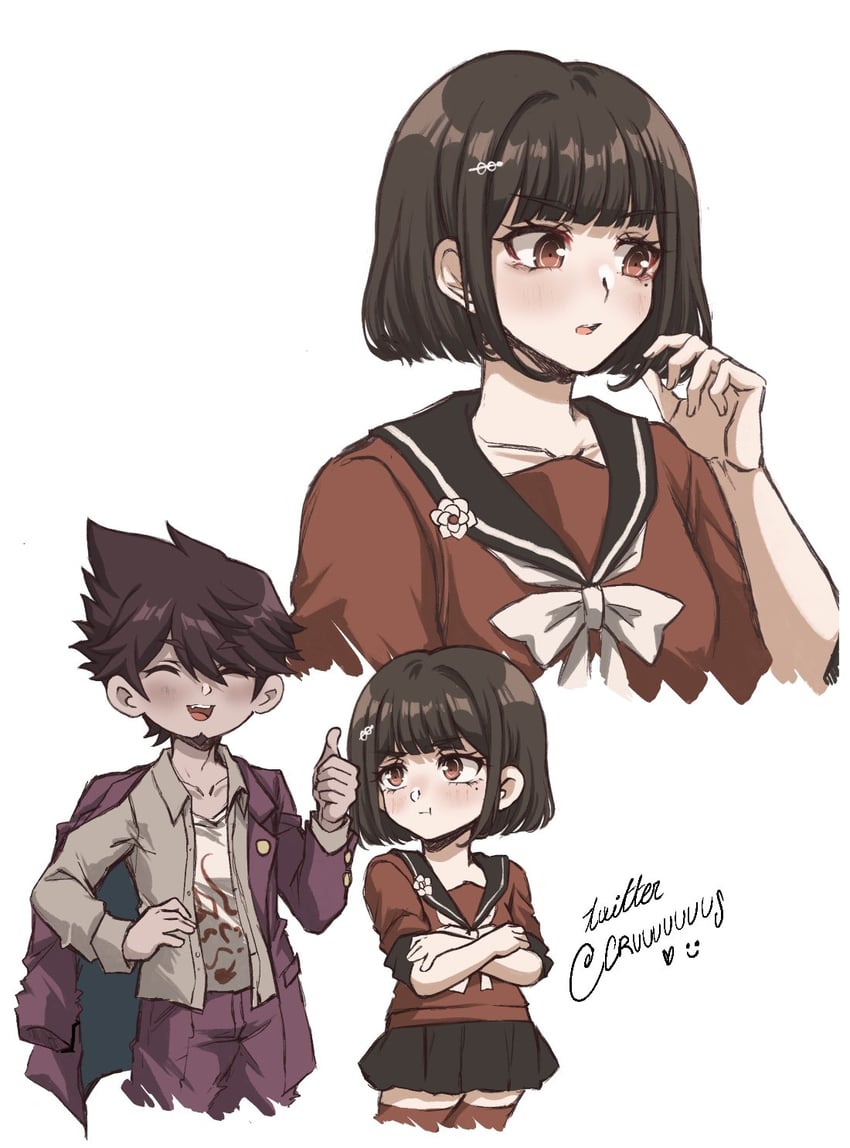 harukawa maki and momota kaito (danganronpa and 1 more) drawn by criis-chan