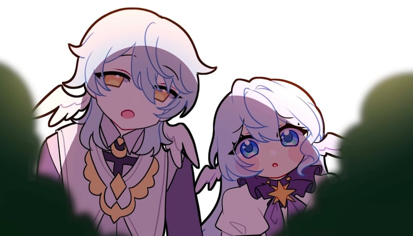 robin and sunday (honkai and 1 more) drawn by honobread_(artist)