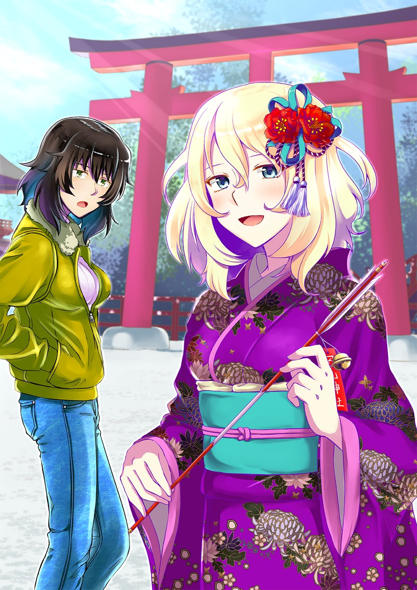 andou and oshida (girls und panzer) drawn by ranka_(yachou_no_kai)