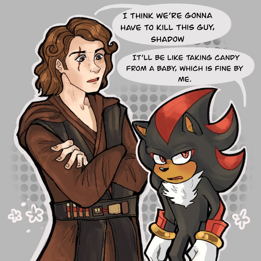 shadow the hedgehog and anakin skywalker (sonic and 2 more) drawn by wick2draws