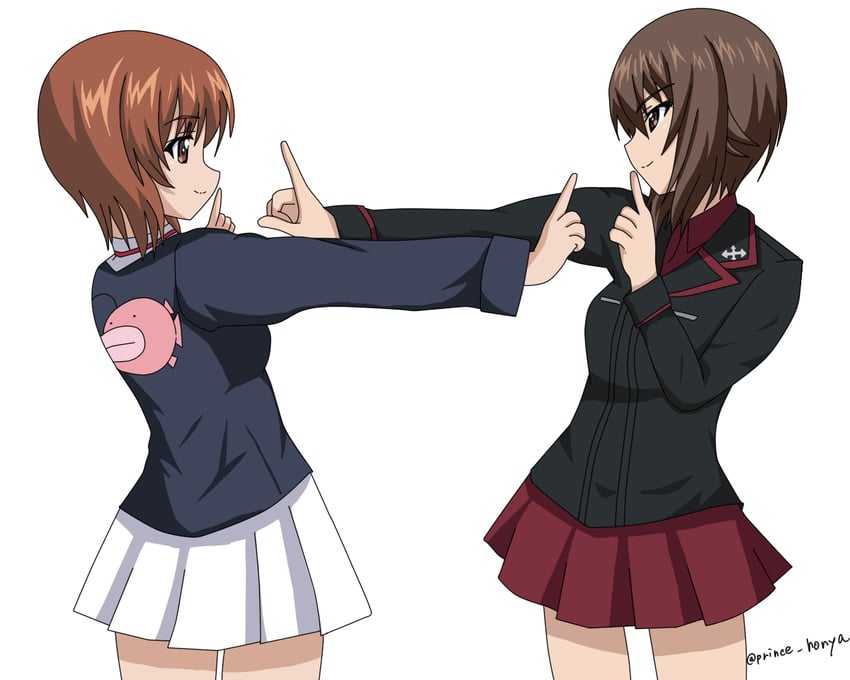 nishizumi miho and nishizumi maho (girls und panzer) drawn by honyamin