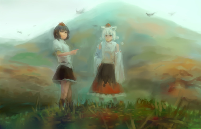 shameimaru aya and inubashiri momiji (touhou) drawn by orechan