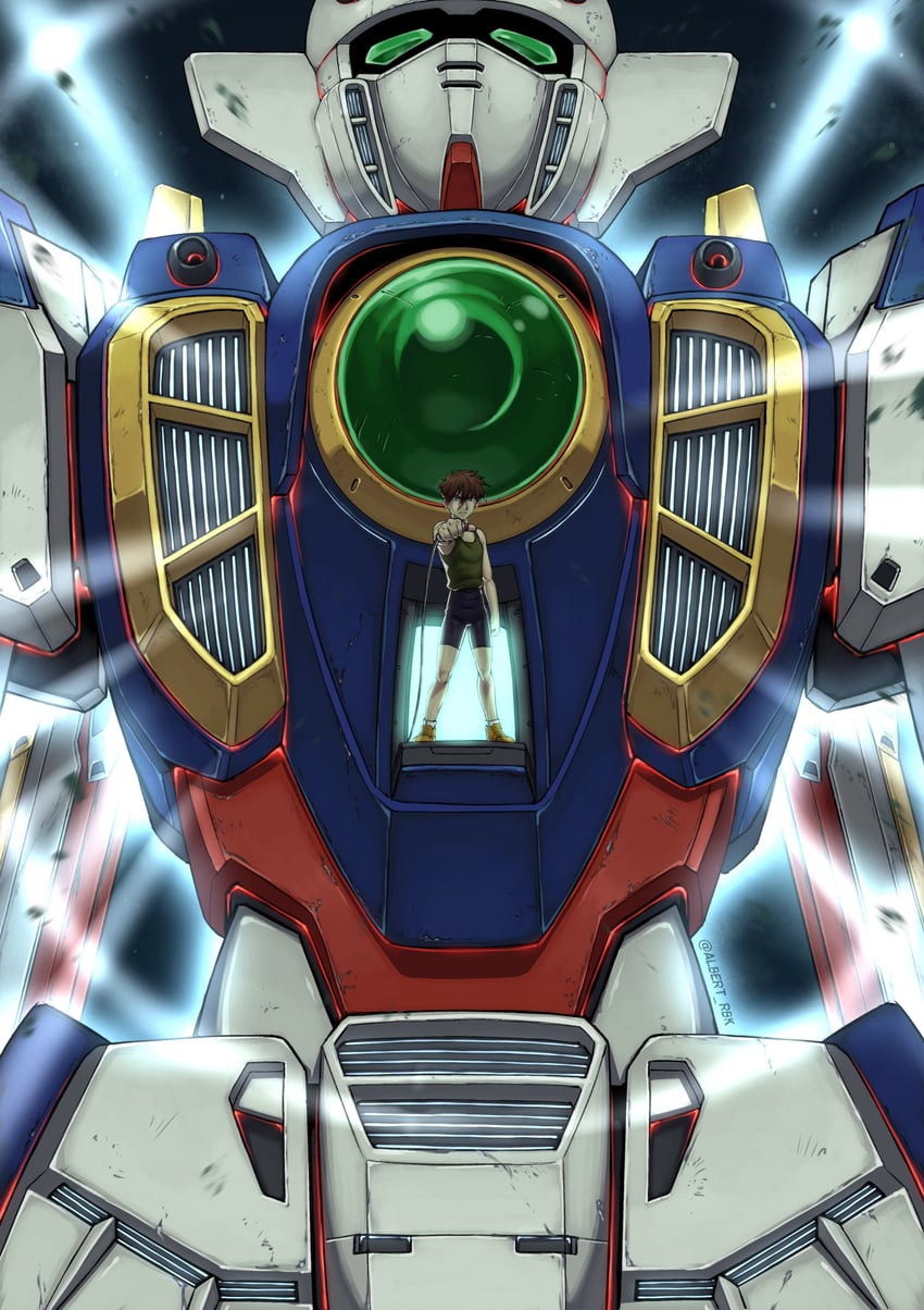 heero yuy and wing gundam (gundam and 1 more) drawn by albert_rbk