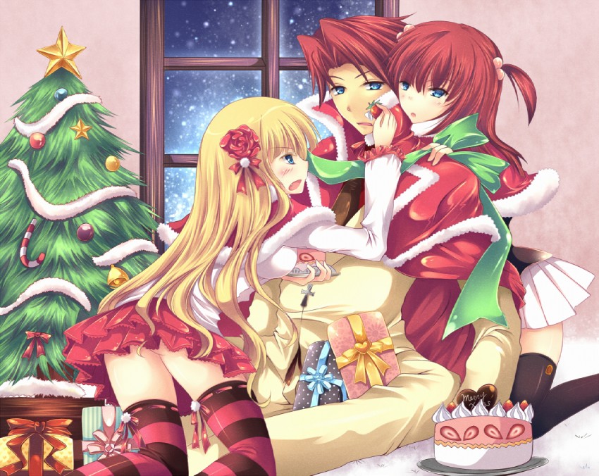 beatrice, ushiromiya battler, and ushiromiya ange (umineko no naku koro ni) drawn by murasakio