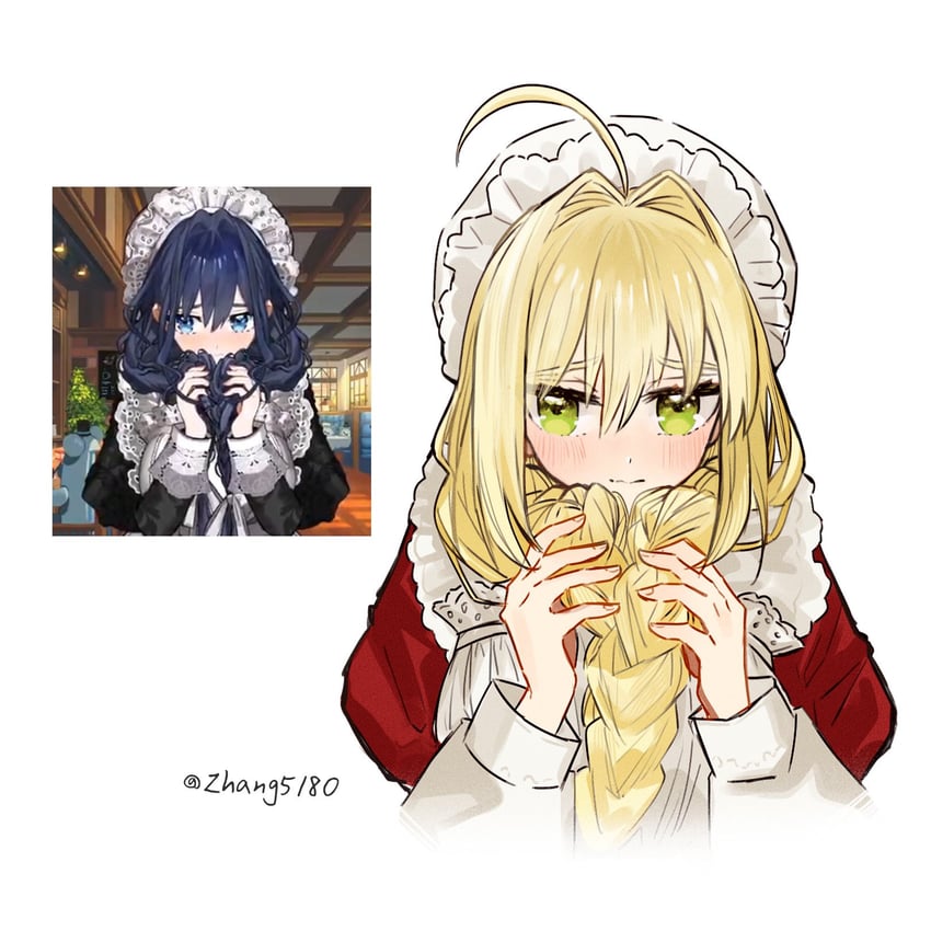 nero claudius and ouro kronii (fate and 2 more) drawn by zhang5180